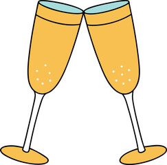 champagne glasses icon clipart vector on transparent background	
