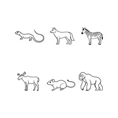 Set Of  Wild Animal Vector Design