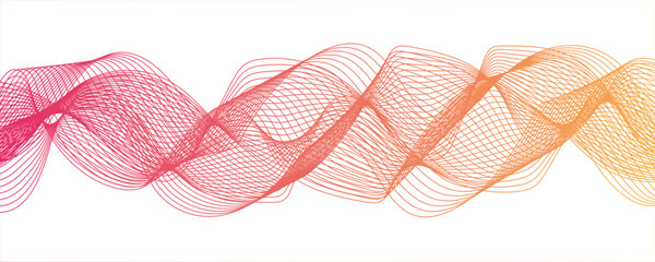 Abstract colorful glowing wave curved lines background. Frequency sound wave lines.Wave pattern glowing science flowing line. Sense of depth, rhythm, and motion. Bright dynamic gradient. © ATIA