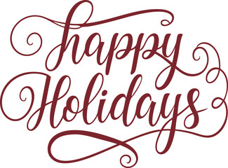 Elegant typography, cursive script, happy holidays text, vector illustration.