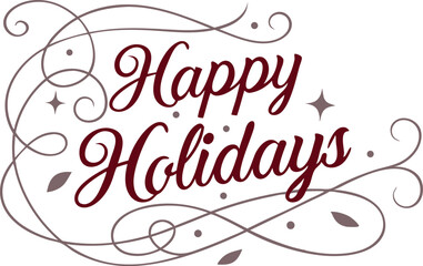 Elegant typography, cursive script, happy holidays text, vector illustration.