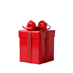 Obraz premium Bright Red Gift Box with Elegant Bow Perfect for Celebrations and Festive Occasions