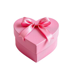 Fototapeta premium Elegant Pink Heart-Shaped Gift Box with Satin Ribbon for Special Occasions and Celebrations