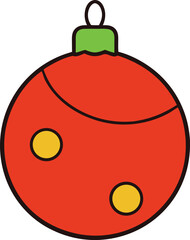 christmas ornament ball icon clipart vector on transparent background	
