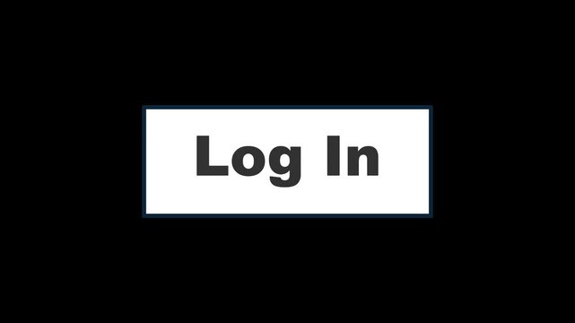 Intentional digital artifact injection  fx animation, decoding a noisy scrambled text: Login. Log in Button click Animation with Transparent Background.