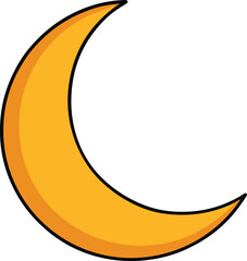 crescent moon icon clipart vector on transparent background	