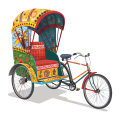 Vibrant Representation of Traditional Bangladeshi Rickshaw: An Illustrative Depiction of Cultural Heritage