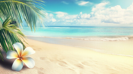 Obraz premium Blue sky over calm sea. Blue sea and sunny sky on horizon over calm water