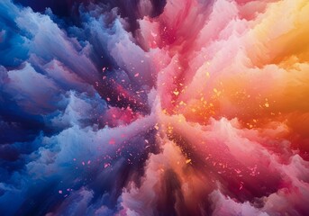Abstract Colorful Explosion - Vibrant swirling colors create a dynamic explosion effect, ideal for backgrounds or design elements