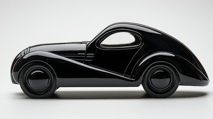 Sleek black vintage car profile
