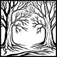 Black Silhouette Tree with Roots and Leaves – Symbolic Nature and Growth Vector Art
