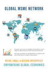 Global MSME Trade Network Flat Vector Illustration for MSME Day