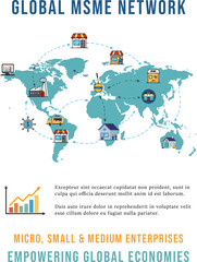 Global MSME Trade Network Flat Vector Illustration for MSME Day