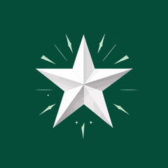 Obraz premium White star illustration on green background - Graphic depiction of a star shining - Festive holiday design element - Modern star art for creative projects