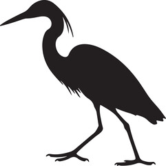 Egret Side View Vector Silhouette