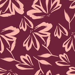 Cute feminine watercolor seamless pattern with wildflowers.hand drawn,