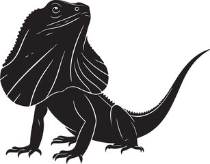 Frilled Lizard Vector Silhouette