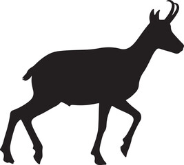 Chamois – Solid Black Silhouette and Outline Vector Set