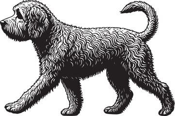 Obraz premium Cockapoo – Solid Black Silhouette and Outline Vector Set