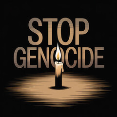 Candle of Remembrance: Candle with "STOP GENOCIDE" – Symbol of hope – Transparent PNG