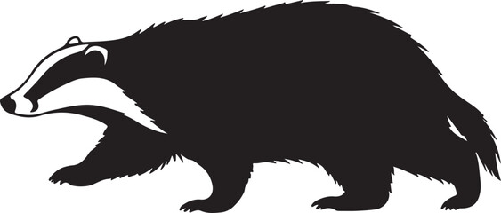 European Badger – Solid Black Silhouette and Outline Vector Set © Digital Dreams Studi