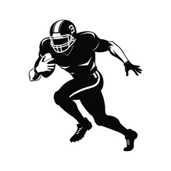 American Football Player Silhouette Running with Ball – Vector Art