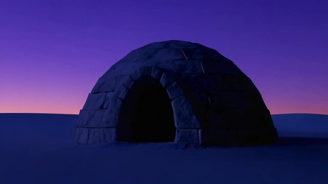 Winter Shelter: An Igloo Constructed with Snow Blocks in a Remote Arctic Landscape