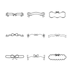 Collection of Decorative Ribbon Banners and Frames with Bows in Black and White