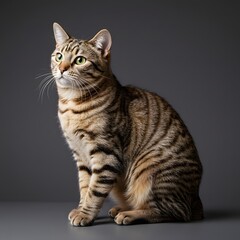 Obraz premium Striped Cat Sitting Studio Shot
