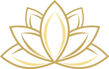 Golden lotus flower vector art illustration.