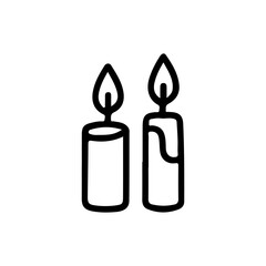 Minimalist vector illustration of two burning candles, perfect for wellness, relaxation, and spa-themed designs. Ideal for meditation, tranquility, and cozy ambiance projects.