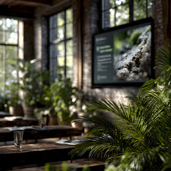 Sunny Biophilic Urban Interior with Green Plants