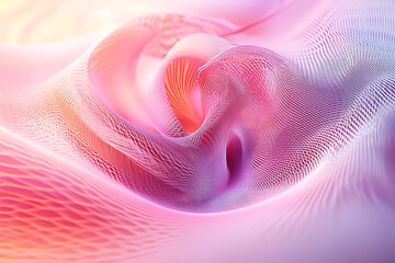 Intricate mesh-like formations in vibrant hues of pink, orange, and purple intertwine, creating a visually complex and abstract textured background with a sense of depth and energy