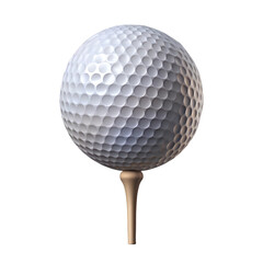 Golf Ball on Tee 3 D Render White Background 3d render