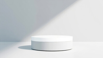 Minimalist White Cylinder Podium with Soft Shadow Lighting