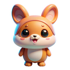 Kawaii Orange Hamster 3 D Render Cute Animal Cartoon Character