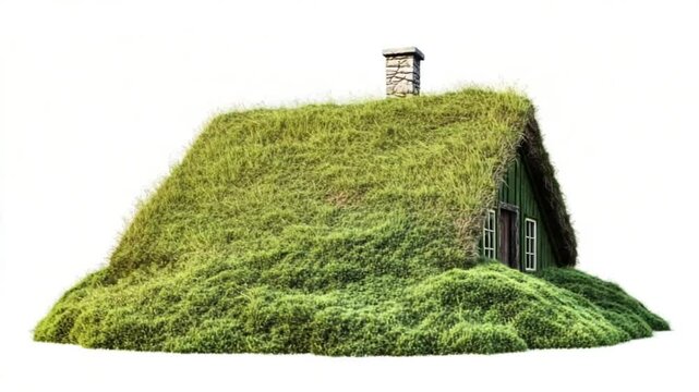 Picturesque Icelandic Turf House with Grass Roof and Traditional Architecture View