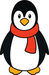 Obraz premium penguin with scarf icon clipart vector on transparent background