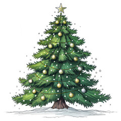 Fototapeta premium Christmas tree on white background