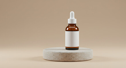 Amber Glass Dropper Bottle Mockup Minimalist Product Photography for Skincare or Beauty Brands