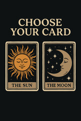 Obraz premium Mystic Tarot Cards – The Sun & The Moon Hand-Drawn Vector Illustration