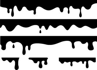 Dripping borders, black dripping oil stain, vector