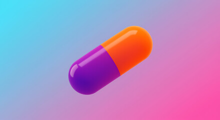 Vibrant purple and orange capsule illustrating medicine health pharmaceuticals and healthcare concepts