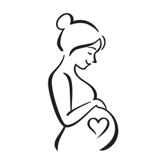 Pregnant Woman Silhouette Vector &ndash; Maternity Love and Motherhood Illustration