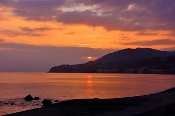 Fototapete Ligurien sunset on the coast in cogoleto liguria italy  © maudanros