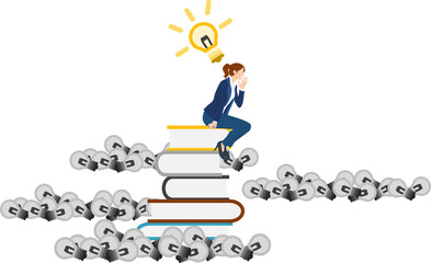 アイデアが閃くビジネスウーマンのイラスト