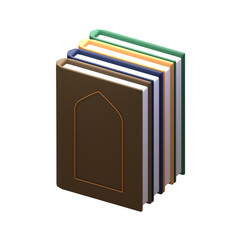 productive muslim reading islamic books 3d icon illustration