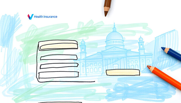 Sleek health insurance website with a modernized sign-up process for effortless form completion, crayon drawing. isolated with white highlights