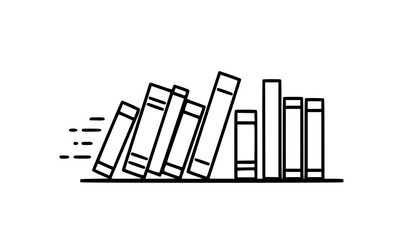Set Bundle of Simple Line Art Illustrations of Falling Books Creating a Dynamic Visual Representation of Reading and Literature