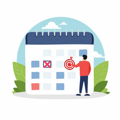 Important appointment calendar date, reminder or schedule for meeting or event, work deadline or planning for launch date concept, businessman with make a red circle on important day on calenda